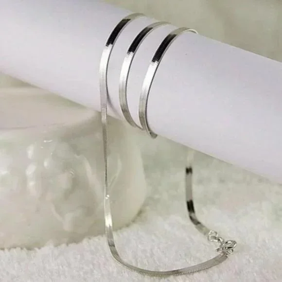 New 925 Sterling Silver Herringbone Necklace, nice Necklace, cute Necklace - Picture 2 of 4